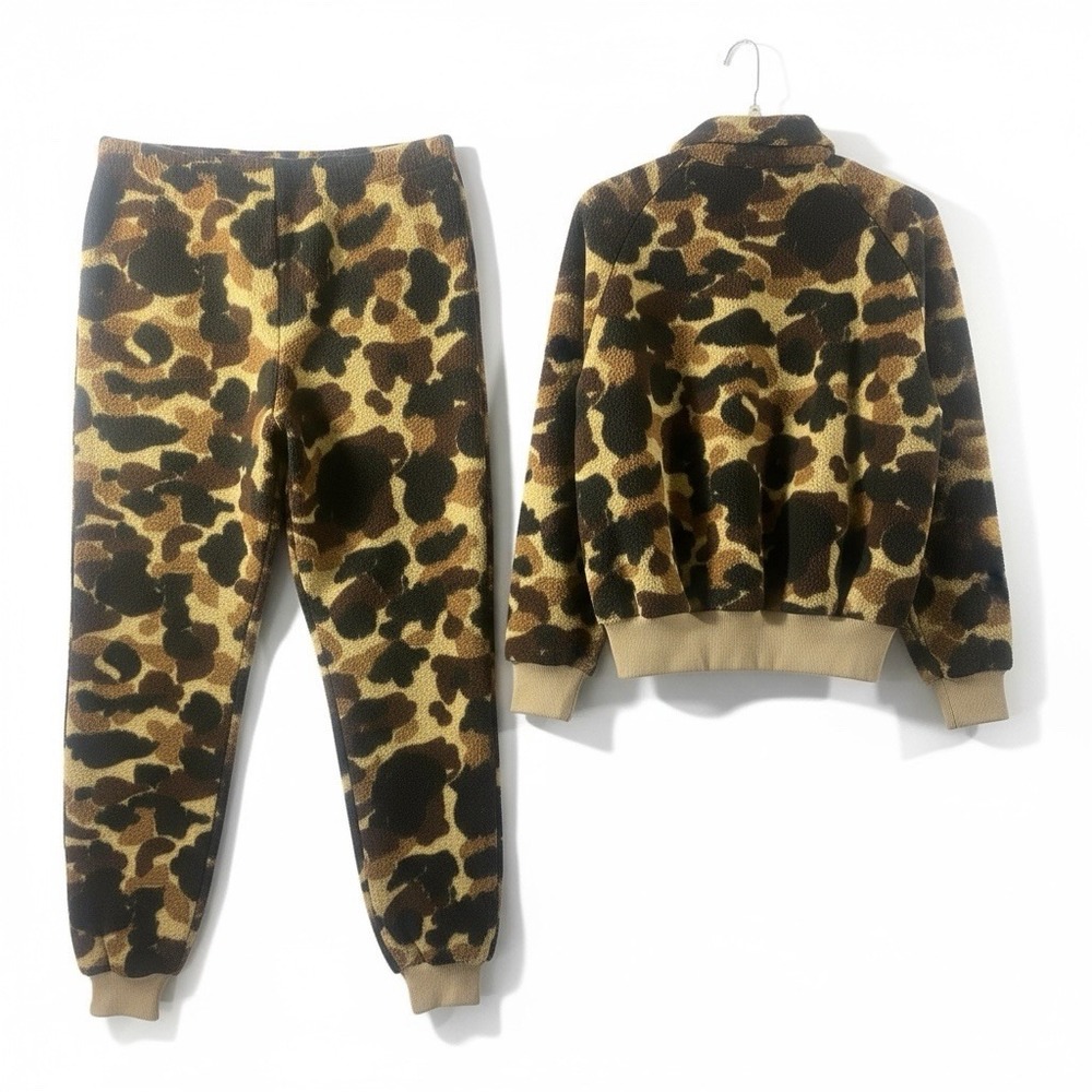 Vintage 1970's Columbia Sportswear Duck Camo Fleece Sweatsuit Men's Medium - Picture 4 of 16